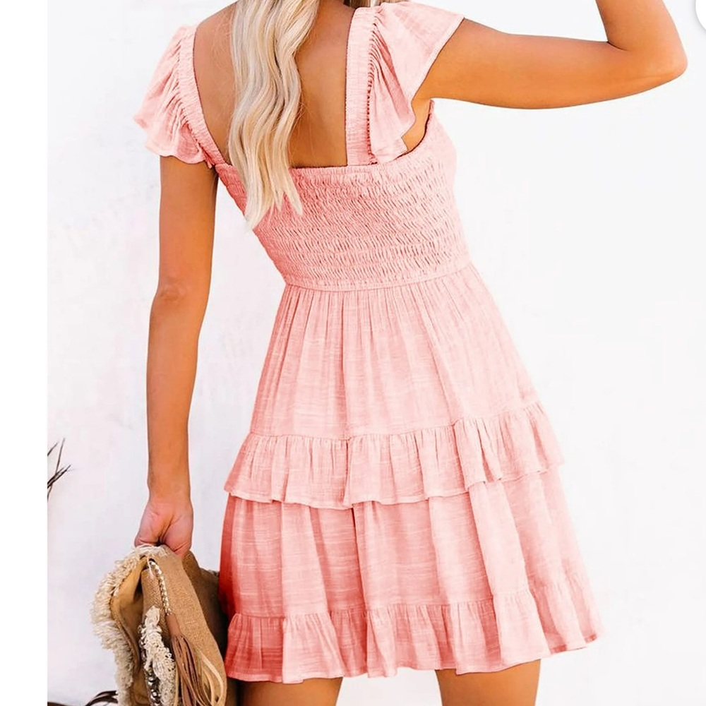 Pink Ruffle Sleeve Dress - Picture 3 of 5